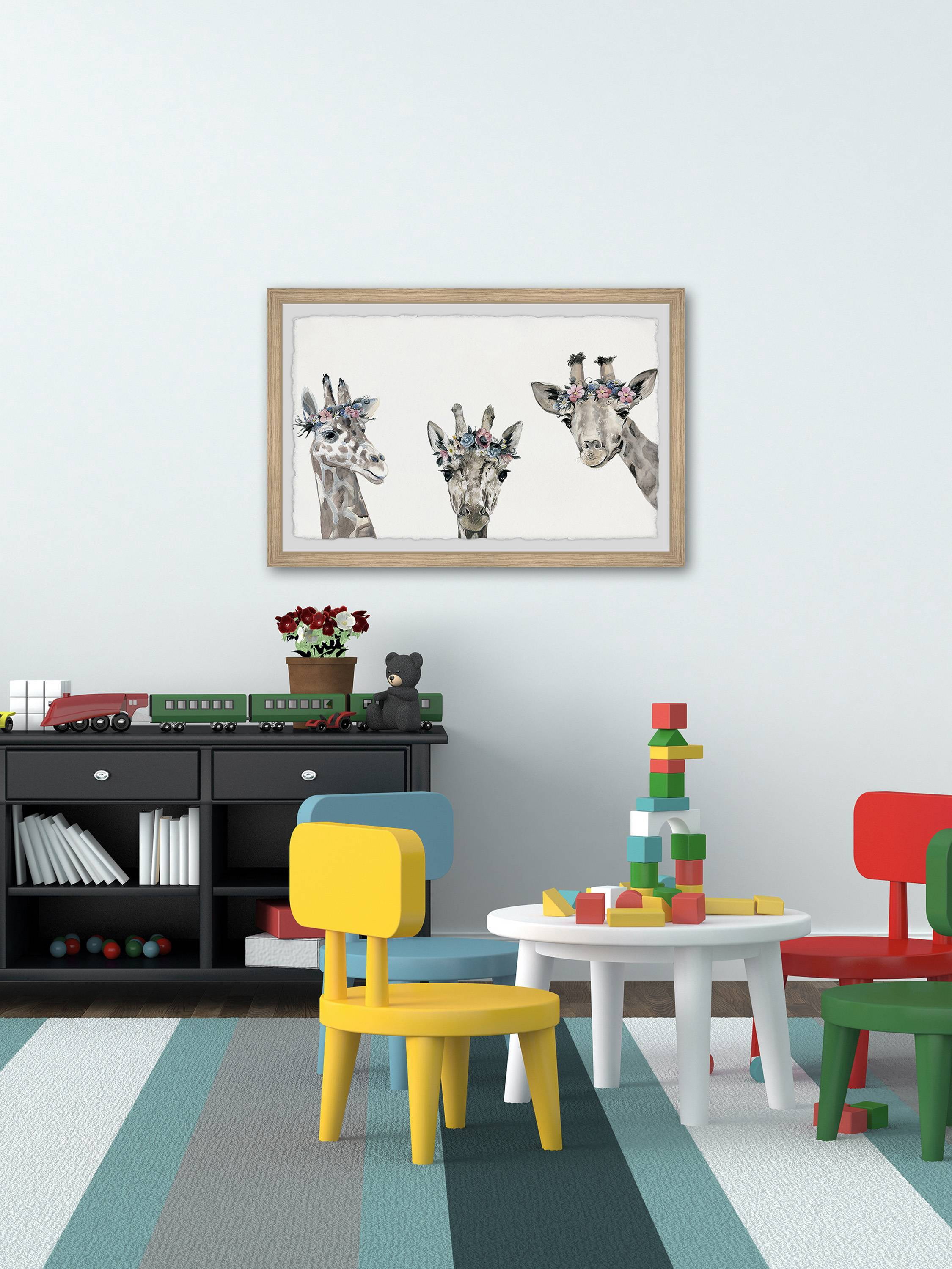 Marmont Hill Flower-crowned Giraffes Framed Wall Art