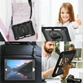 thumbnail image 3 of Allytech Shockproof Case for Apple iPad 9th 8th 7th Generation, iPad 10.2" 2021/2020/2019 Case, Rugged Shoulder Strap Rotating Stand Shoulder Strap Kids Friendly BumperCase - Black, 3 of 7