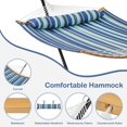thumbnail image 4 of ZOPan Hammock with Stand, Heavy-Duty Padded Hammock & Steel Stand Set w/Pillow & Carry Bag, Outdoor/Indoor Hammock with Stand Set for 2-3 People, 475Lb Capacity - Blue Stripe, 4 of 10