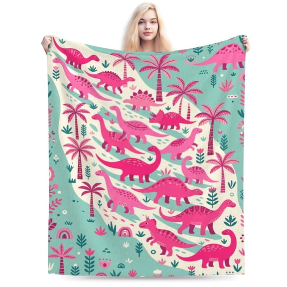 Dinosaur Blanket Throw Soft Flannel Bed Blankets for Sofa Couch Home Decor All Season Cozy Warm Lightweight Decorative Bedding Cover Plush Flannel 50x40