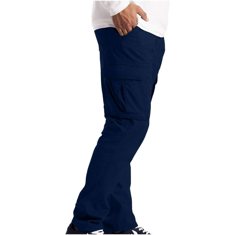 ZKCCNUK Cargo Pants for Men's Cargo Trousers Work Wear Combat Safety Cargo 6  Pocket Full Pants Navy L on Clearance 
