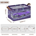thumbnail image 3 of 2Pack Waterproof Foldable Storage Basket Medium, Metal Frame & Hollow Board Support, for Clothes and Toy Organization Vintage Purple Truck City Glow, 3 of 8