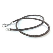BICO AUSTRALIA JEWELRY - 18" BROWN BRAIDED PVC LEATHER NECKLACE - Thin Width - 2mm (0.08 inch) - Lobster Clasp