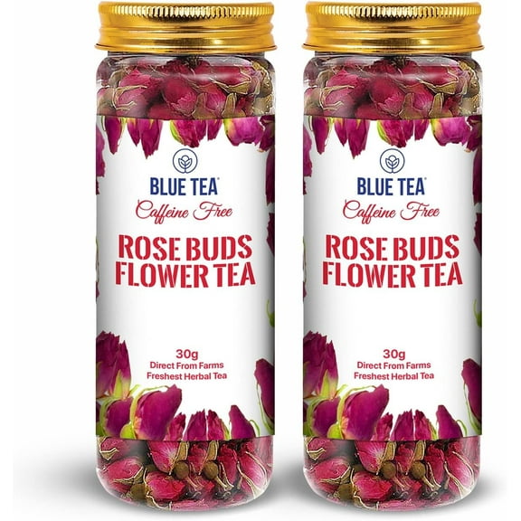BLUE TEA - Rose Buds Tea | Natural Sun Dried Buds 2.11 oz / 60g ( 200 cups) | Herbal Tea | Pack of 2