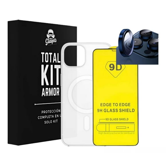 Kit Funda + Mica Pantalla + Aros Cámara Para iPhone Magsafe Para Iphone 15 plus / Azul