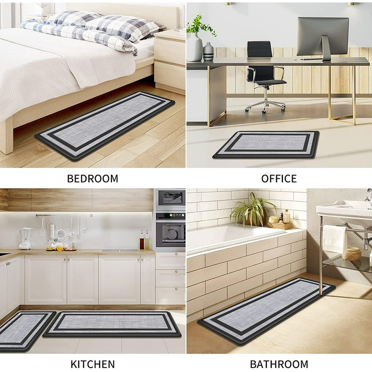 Mattitude Kitchen Mat 2 PCS Cushioned Anti-Fatigue Kitchen Rugs Non-Skid  Waterproof Kitchen Mats and Rugs Ergonomic Comfort Standing Mat for  Kitchen, Floor, Office, Sink, Laundry, Black and Gray 