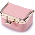 thumbnail image 1 of shiyou-Genuine Leather Mini Jewelry Box, Portable Luxury Case for Rings Earrings Bracelets Brown (Pink), 1 of 4