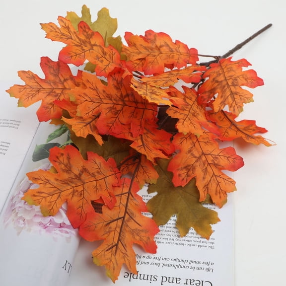 1 Bundles Artificial Maple Leaves Branches 13In Fake Fall Leaves Stems Plants,Fall Leaves Stems,Fall Stems For Vases,Fall Branches For Home Kitchen Farmhouse Halloween Decor