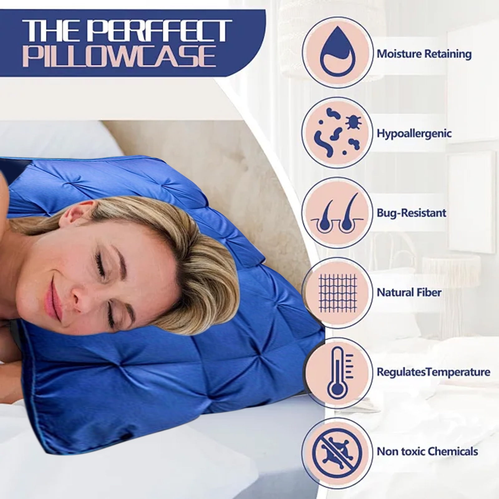Goose Down Feather Pillows, Soft Bed Pillows Queen Size Set of 2, 100% Soft Cotton Shell, Bedding Pillow for Back, Stomach or Side Sleepers