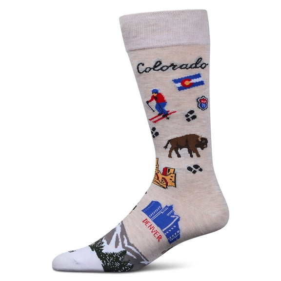 MeMoi Men's Colorado Rayon From Bamboo Crew Socks - Mens - Male, 10-13, Ivory Heather