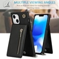thumbnail image 5 of Crossbody Wallet Case for iPhone 15, PU Leather Zipper Handbag Purse Flip Cover with Kickstand Case for iPhone 15 ZP Black, 5 of 18