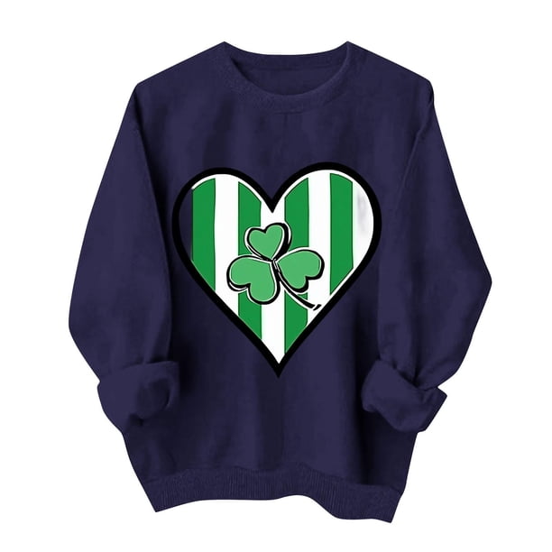 Suéteres de Manga Larga de Mujer con Cuello Redondo Impreso Suelto Casual para la Fiesta Del Día de San Patricio Y el Uso Diario