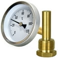 thumbnail image 1 of Metal Thermometer Hot Water Pipe Thermometer 0-120°C Heating 63mm Dial Temp, 1 of 5