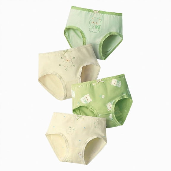 HCNTES Girls' And Toddler Organic Underwear, Brief & Hipster, 4-pack, Pure Comfort Organic 100% Cotton Panties 1-8T (Green,2-3 Y)