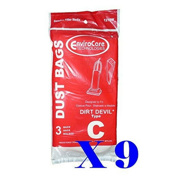 27 Royal Dirt Devil Type C Vacuum Bags, MVP Upright Vacuum Cleaners, 3-727075-00