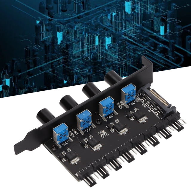Chassis Fan Hub, PC 8 Channel Fan Hub 4 Knob Cooling Fan Speed Controller For CPU Chassis, HDD VGA PWM Fan PCI Bracket 12V Fan Control, Water Cooling System
