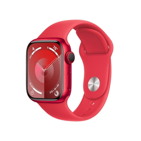 Apple Watch Series 9 GPS + Cellular 41mm (PRODUCT)RED Aluminum Case with (PRODUCT)RED Sport Band - S/M. Fitness Tracker, ECG Apps, Always-On Retina Display, Water Resistant