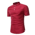 thumbnail image 3 of SWSMCLT Men's Short Sleeve Shirt Soft Button Down Shirt Button Up Slimming Top Fitted Business Casual Summer Red Small, 3 of 4