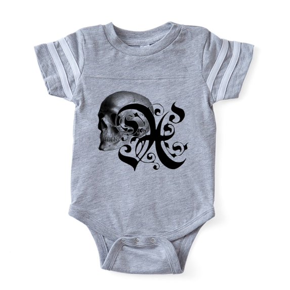 CafePress - Gothic Skull Initial X - Cute Infant Baby Football Bodysuit