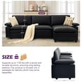 thumbnail image 2 of Coewske  122'' Black Faux Leather Sectional Sofa Set 3-Seater Sofa & Chair Set w/ Adjustable Armrests, 2 of 5