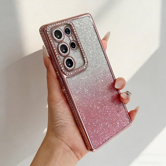 for Samsung Galaxy S26 Ultra Magnetic Glitter Case Compatible with Mag-Safe, Slim Shockproof Anti-Scratch Phone Case with Camera Lens Protector Plating Bling for Samsung Galaxy S26 Ultra, Pink