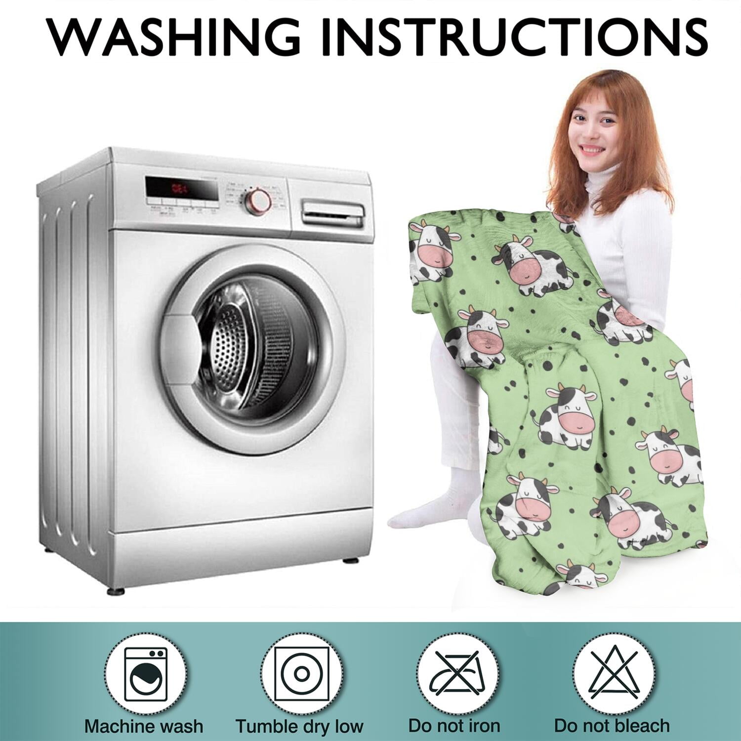 Wearable Oversized Blanket,Green Cow Dot Pattern Wearable Blanket Hoodie for Adults,Cozy Hooded Blankets with Super Pockets,Super Warm Fuzzy Pullover for Women & Men