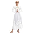 thumbnail image 2 of Kaerm Womens Liturgical Praise Dance Dress Metallic Shiny Cross Church Robe Praisewear Worship Dance Dress White XL, 2 of 7