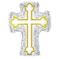 Jumbo Silver Gold Cross Baptism/Communion Theme Foil Balloons 28 "