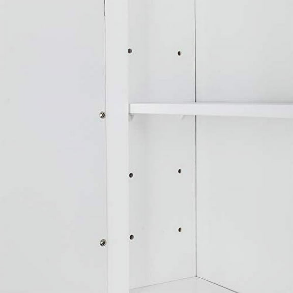 Karl home Wooden Medicine Cabinet White Wall Mounted Bathroom Cabinet with Single Mirror Door & Adjustable Shelves for Bathroom, Living Room, Entryway