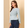 thumbnail image 4 of Blusa de gasa con cuello de peplum y cuello de peplum floral Ditsy para mujer Lavanda S, 4 of 6