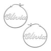 Personalized Women's Sterling Silver or Gold over Silver Name Hoop Earrings