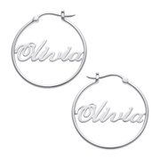 Personalized Women's Sterling Silver or Gold over Silver Name Hoop Earrings