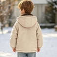 thumbnail image 2 of DJDLJWCJ Boys Winter Puffer Coat Fleece Lined Solid Color Hooded Jacket Thick Warm Zip Up Jacket Beige Size 3T, 2 of 9