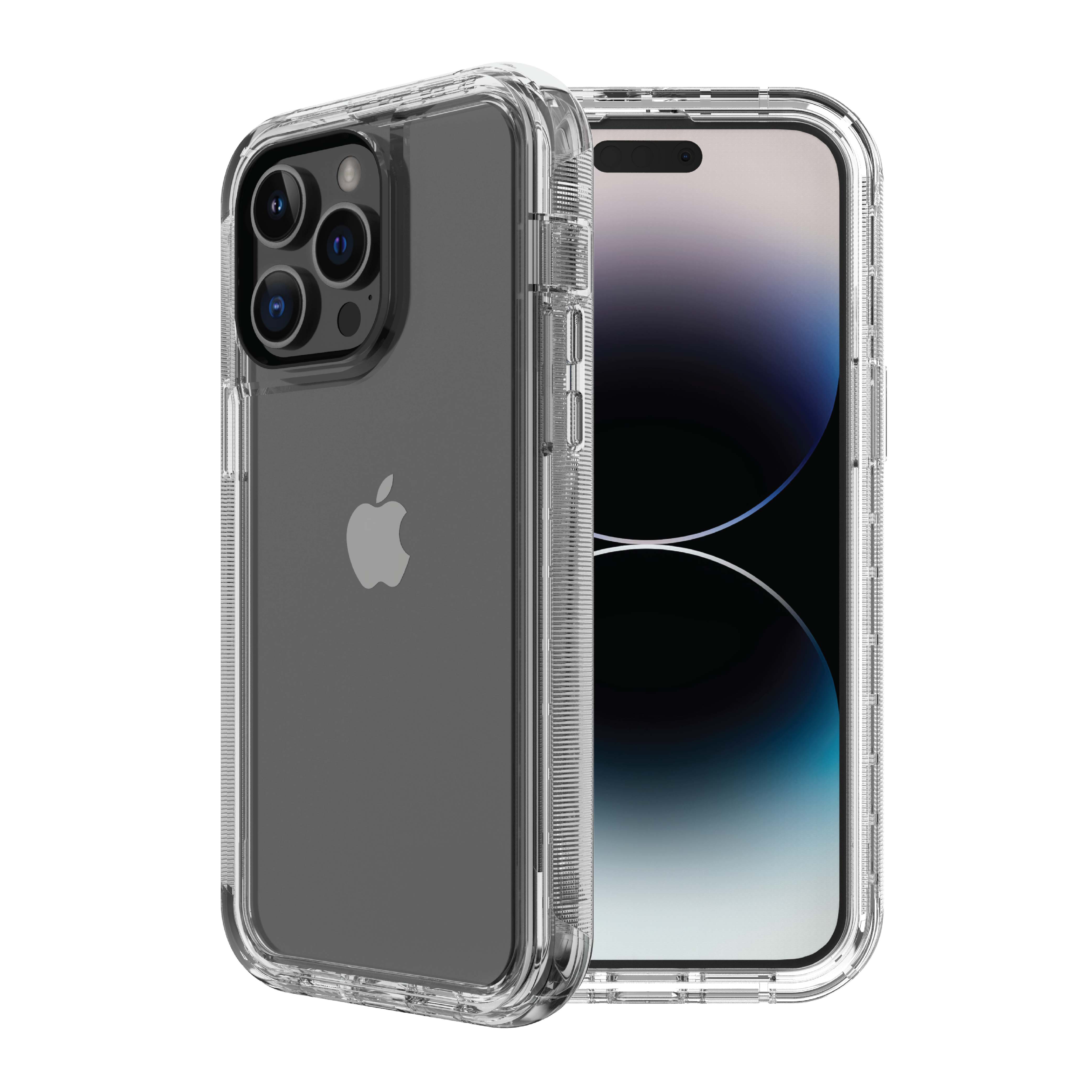 onn Rugged Phone Case with Holster for iPhone 15/14/13 Pro, Clear photo 5