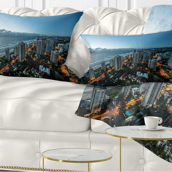 Designart 12" x 20" Blue Polyester Throw Pillow