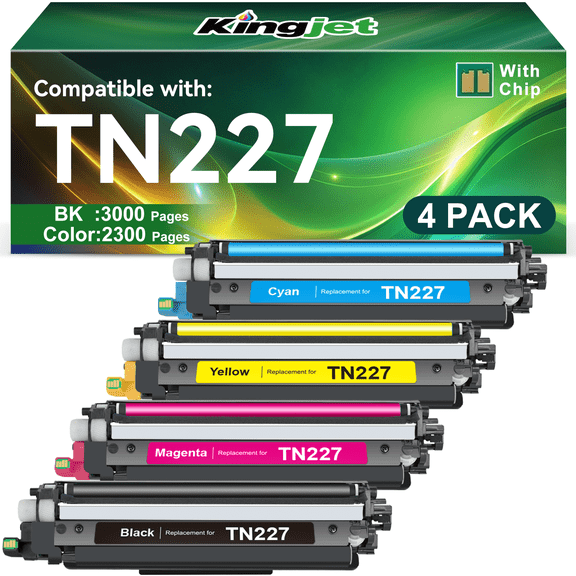 TN227 Toner Cartridge Compatible for Brother TN227 TN223 TN 227 TN 223 for HL-L3290CDW HL-L3210CW MFC-L3750CDW Printer (4 Pack)