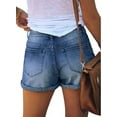 thumbnail image 3 of Women's Necooer Jeans Shorts for Summer Mid Waist Rolled Blue Jean Shorts(S,Dark Blue 05), 3 of 5