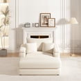 thumbnail image 2 of 44" Oversized Corduroy Chaise Lounge with Ottoman, Comfy Thicked Upholstered Sofa Chair with a Back Pillow and 2 toss Pillows, Modern Sleeper Sofa Couch for Living Room, 2 of 8