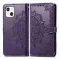thumbnail image 2 of Dteck Wallet Embossed Case For Apple iPhone 13, Magnetic [Built-in Credit Card Slots] Flip Folio Floral Patterned PU Leather Stand Cover Case,purple, 2 of 8