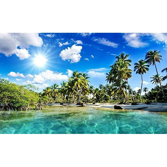 Iconic Arts Laminated 39x24 Poster: Sea Tropical Palm Trees Beach Nature 628990 UP