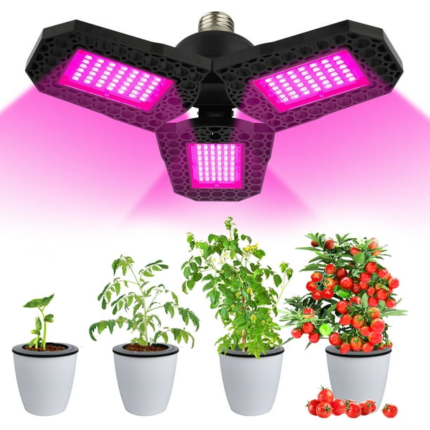 LED Plants Grow Lights, EEEkit 144 LED Grow Light Bulb, 60W E27 Full Spectrum Plant Growing Lamp, Foldable Bulb Plant Ceiling Lights for Indoor Plants, Basement, Shop, Greenhouse Hydroponic Walmart.com