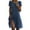 Blue, variant on Womens Rompers for Summer Solid Color Linen Short Sleeved Round Neck Dress Skirt Floral Vocation Beach Sundress