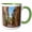 Green/White, variant on 3drose, France, Provence. Street Scene., 11oz Two-tone Blue Mug