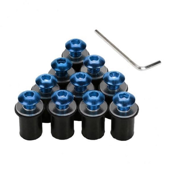 funtasica 2x 10 Pcs Motorcycle CNC Windshield Screws Bolt Nut Screw Motorcycle Automobile Mounting Nuts, with Hex Key