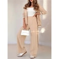 thumbnail image 4 of Women'S Fall Spring 2 Piece Blazer Outfits Business Casual Oversized Jacket Wide Leg Work Pants Khaki M, 4 of 9