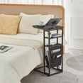 thumbnail image 2 of C-Shaped End Table with Charging Station - 3-Tier Storage for Living Room, 2 of 9