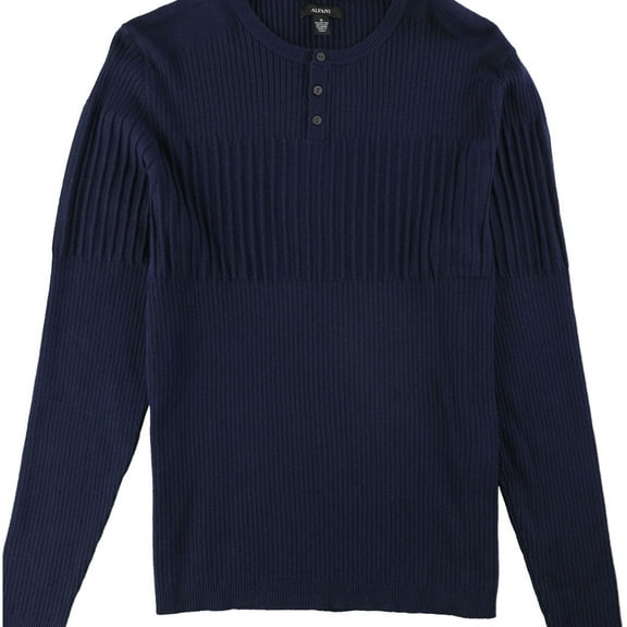 Alfani Mens Ribbed Blocked Henley Sweater, Blue, XX-Large