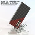 thumbnail image 4 of Aramid Fiber Case for Samsung Galaxy Z Fold 6 Case Aramid Fiber Thin Fit Slim Minimalist 6 FT Military Grade Drop Protection Case with Wireless Charging, Black&Red, 4 of 14