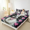 thumbnail image 4 of Castle Fairy Cute Black White Dog 4pcs Bed Sheets for Kids Teens Adults,Kawaii Animal King Sheets,Pink Love Heart Print Super Cozy Sheet Set,Ultra Soft Home Decor, 4 of 7