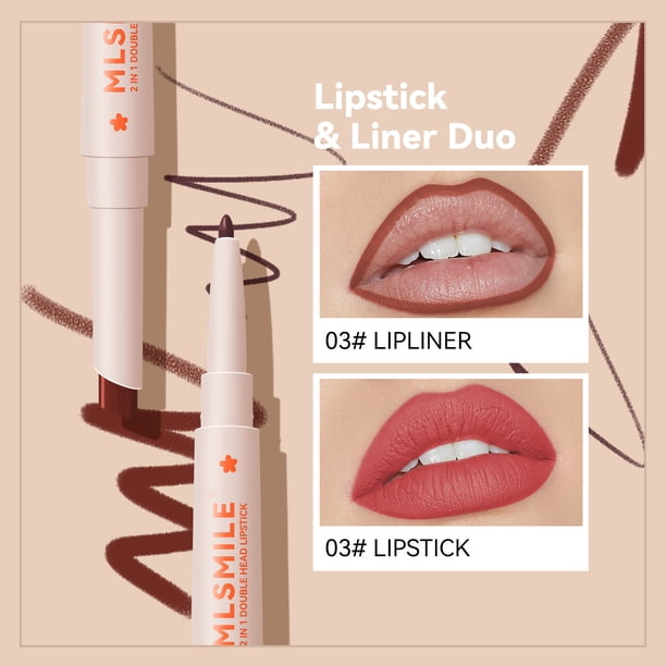 Fiudx Ofertas De La Semana Maquillaje Lápiz Labial De Doble Cabeza Lápiz De Contorno De Maquillaje Impermeable Labios Dos En Un Lápiz De Línea De Labios De Color Rojo